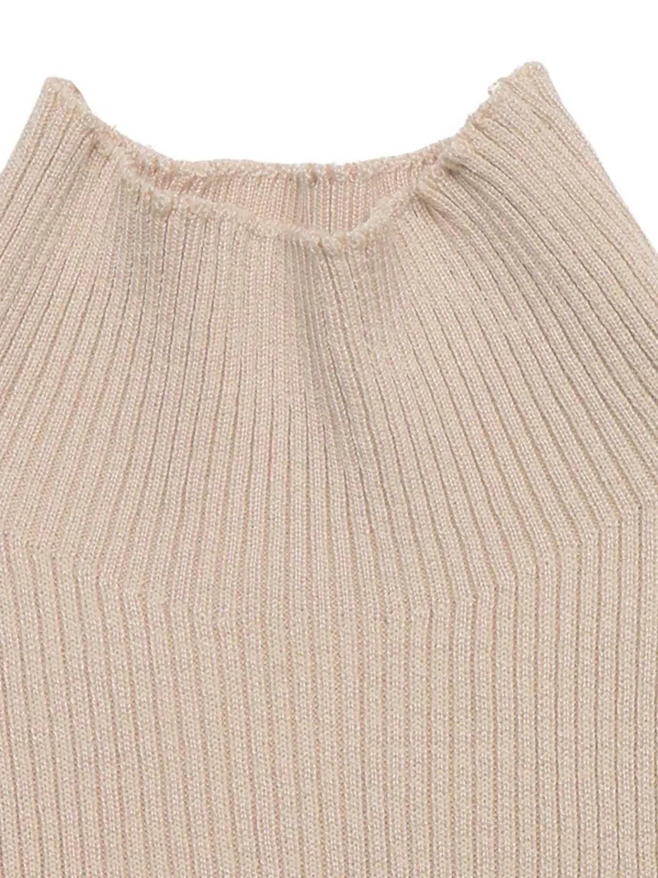 Ribbed Mock Neck Flare Sleeve Sweater Dress - GlowUp Garments
