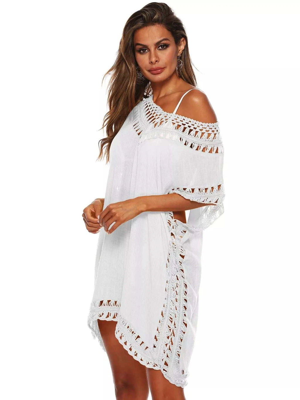 Crochet Trim V-Neck Cover-Up Dress - GlowUp Garments