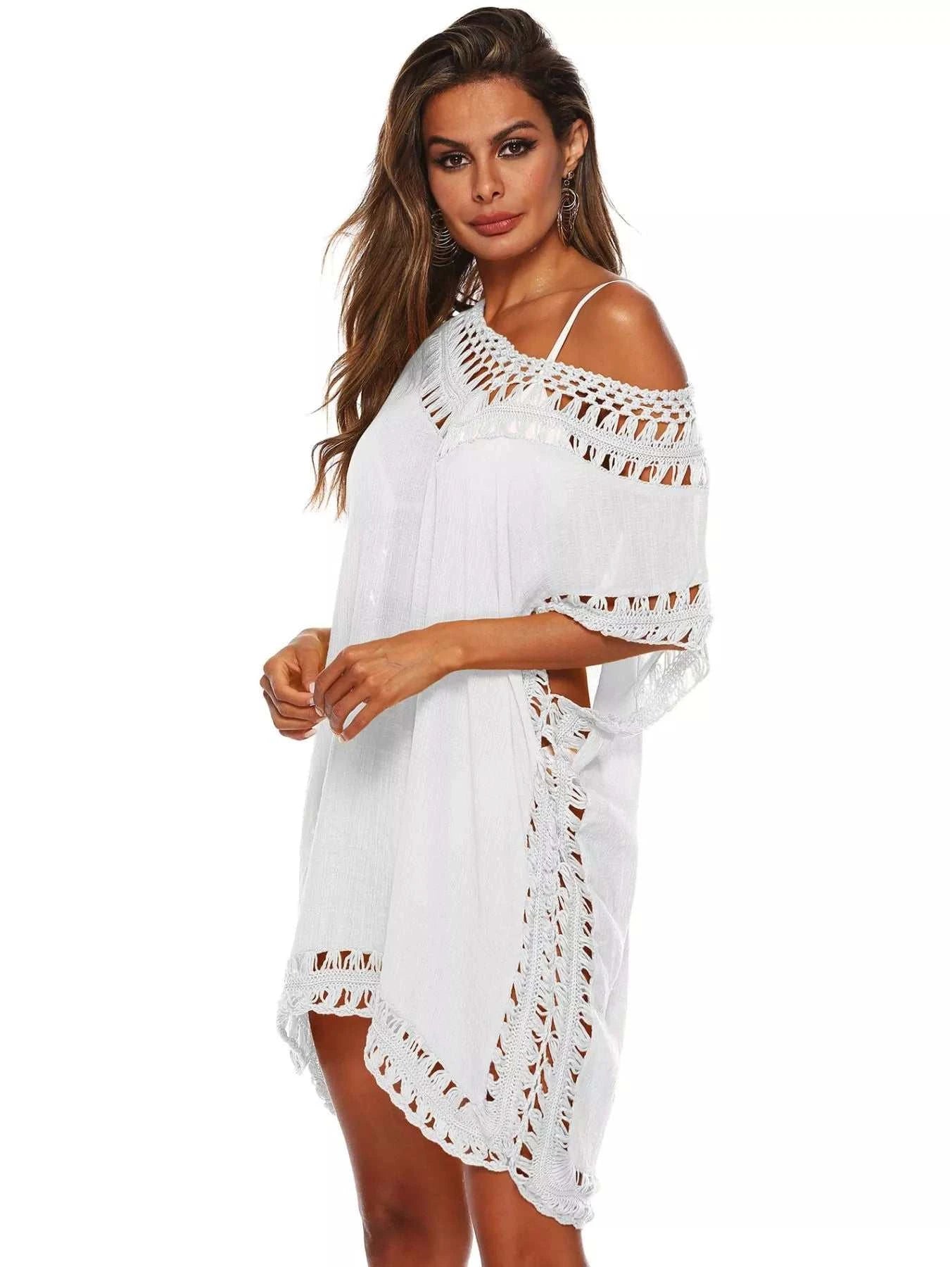 Crochet Trim V-Neck Cover-Up Dress - GlowUp Garments