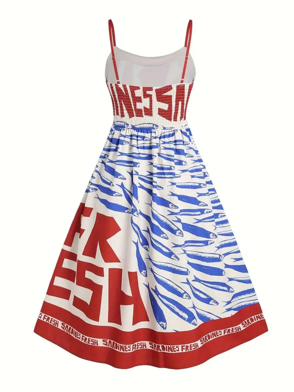 Sardine Print Spaghetti Strap Midi Dress - GlowUp Garments