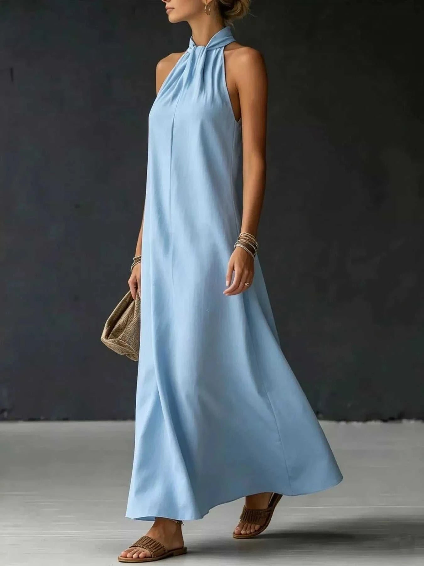 Full Size Halter Neck Maxi Dress Plus Size - GlowUp Garments