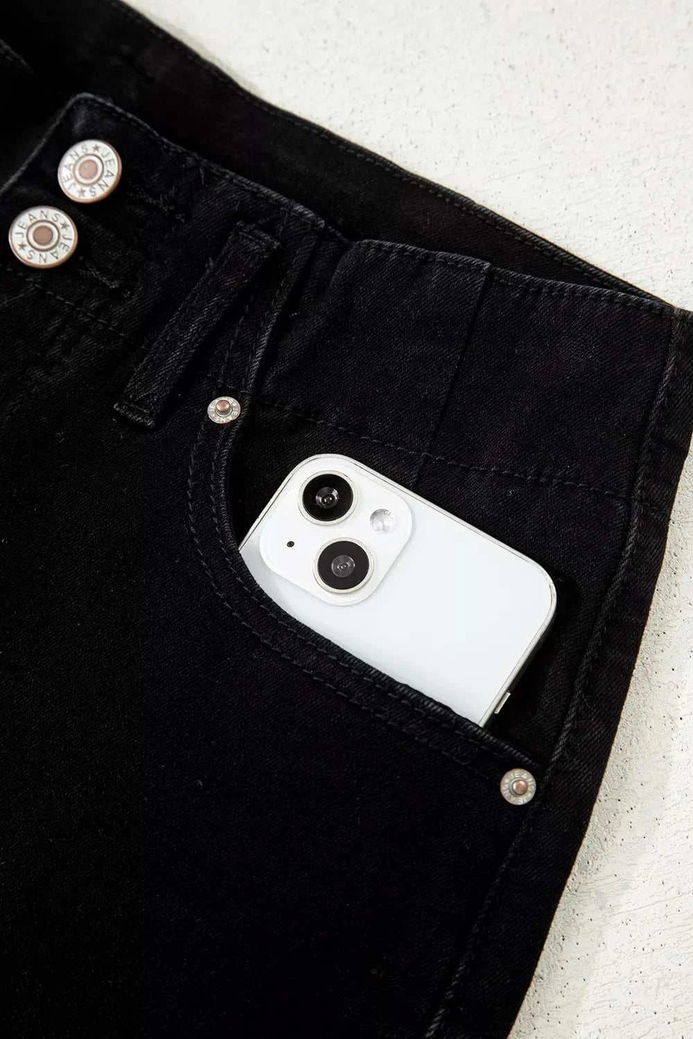 2-Button High Waist Flared Bottom Jeans - GlowUp Garments
