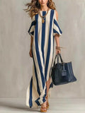 Striped Cold Shoulder Maxi Dress - GlowUp Garments