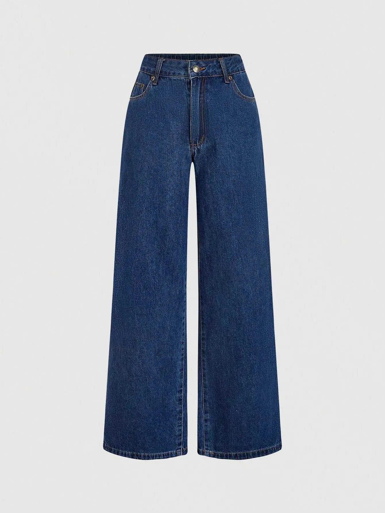 Halter Neck Denim Vest and Wide-Leg Jeans Set - GlowUp Garments