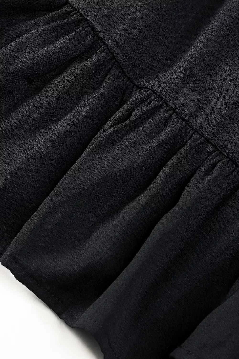 Solid Color Long Sleeve Shirred Drawstring Ruffle Mini Dress - GlowUp Garments