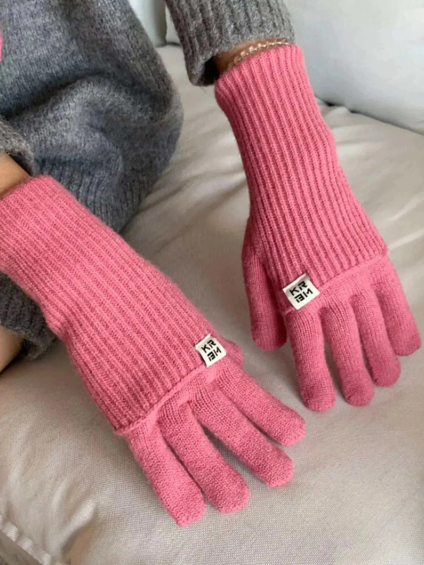 Ribbed Knit Winter Gloves - GlowUp Garments