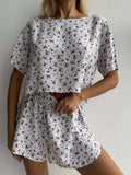 Floral Print Relaxed Fit Top and Shorts Lounge Set - GlowUp Garments