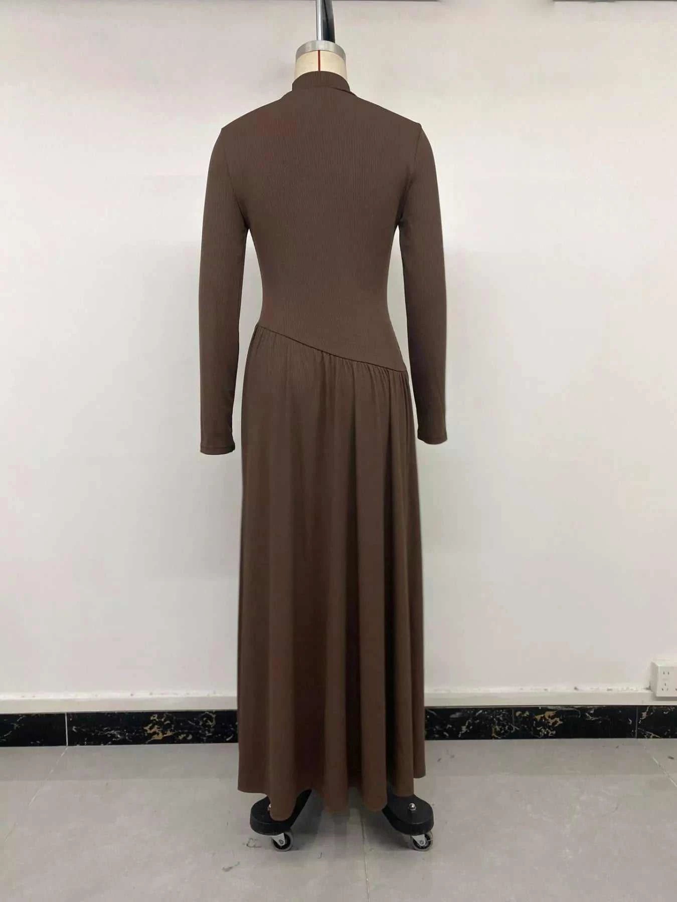 Mock Neck Long Sleeve Midi Dress - GlowUp Garments