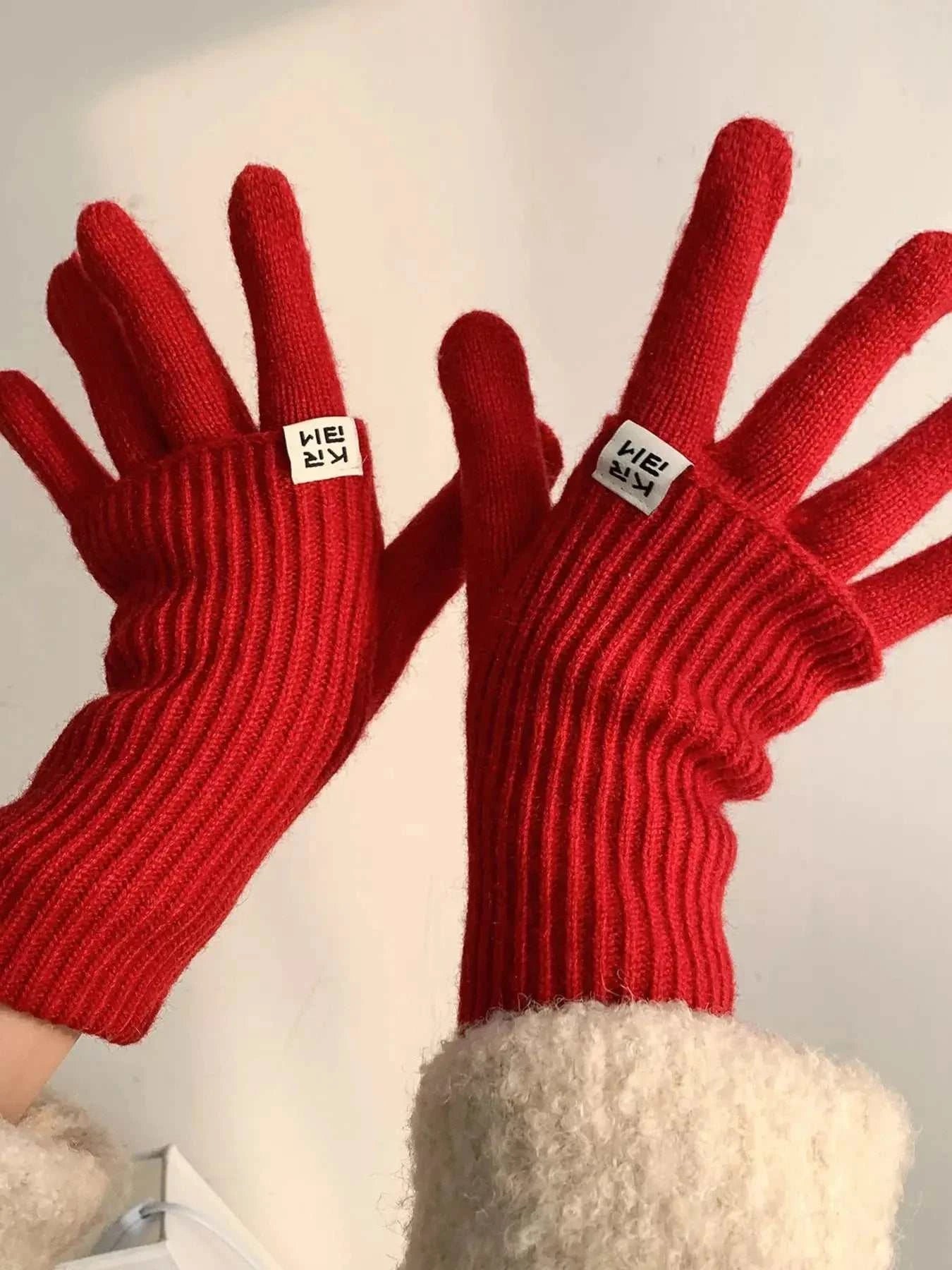 Ribbed Knit Winter Gloves - GlowUp Garments