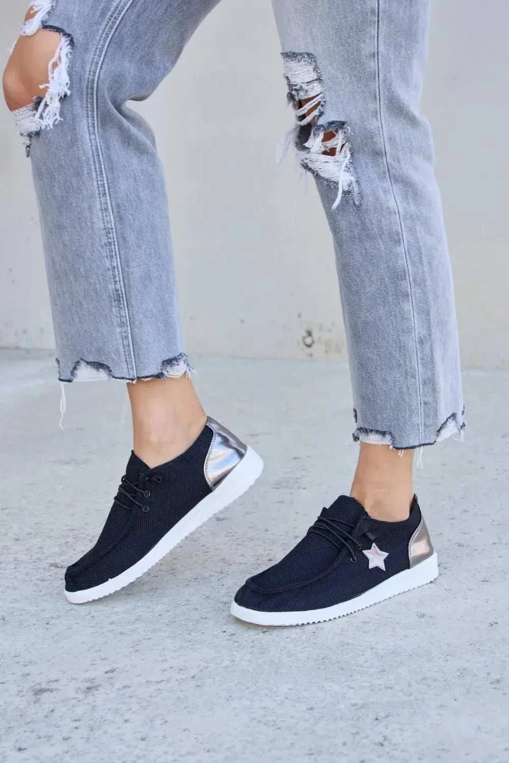 Forever Link Star Lace-Up Flat Sneakers - GlowUp Garments