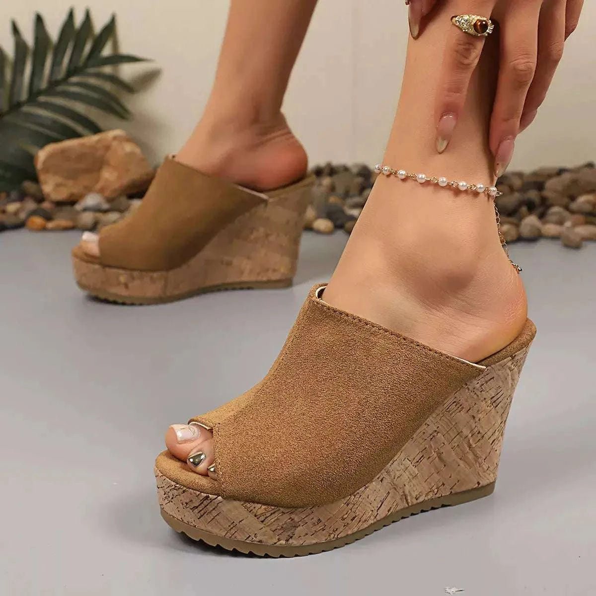 Open Toe Wedge Sandals - GlowUp Garments