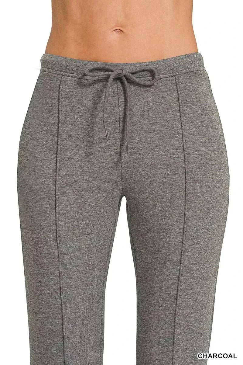Drawstring Scuba Stretch Pintuck Pants - GlowUp Garments