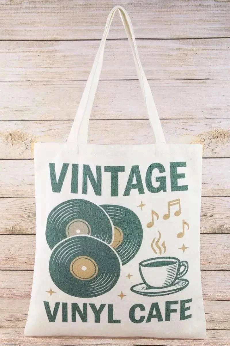 Vintage Vinyl Cafe Tote Bag - GlowUp Garments