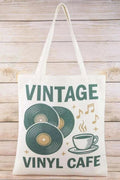 Vintage Vinyl Cafe Tote Bag - GlowUp Garments