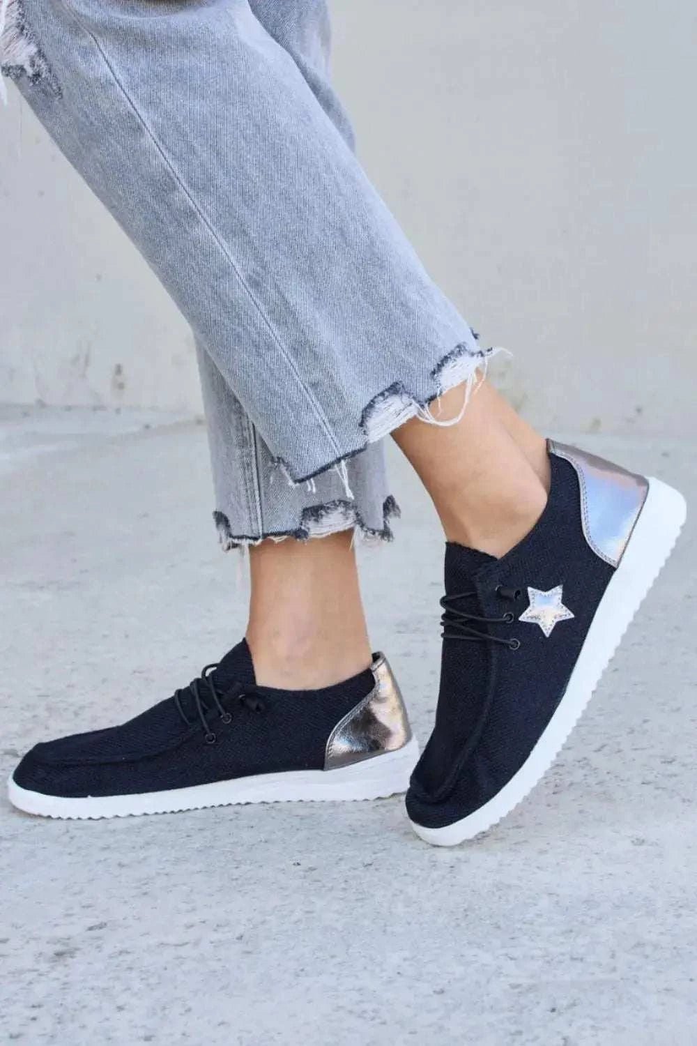 Forever Link Star Lace-Up Flat Sneakers - GlowUp Garments