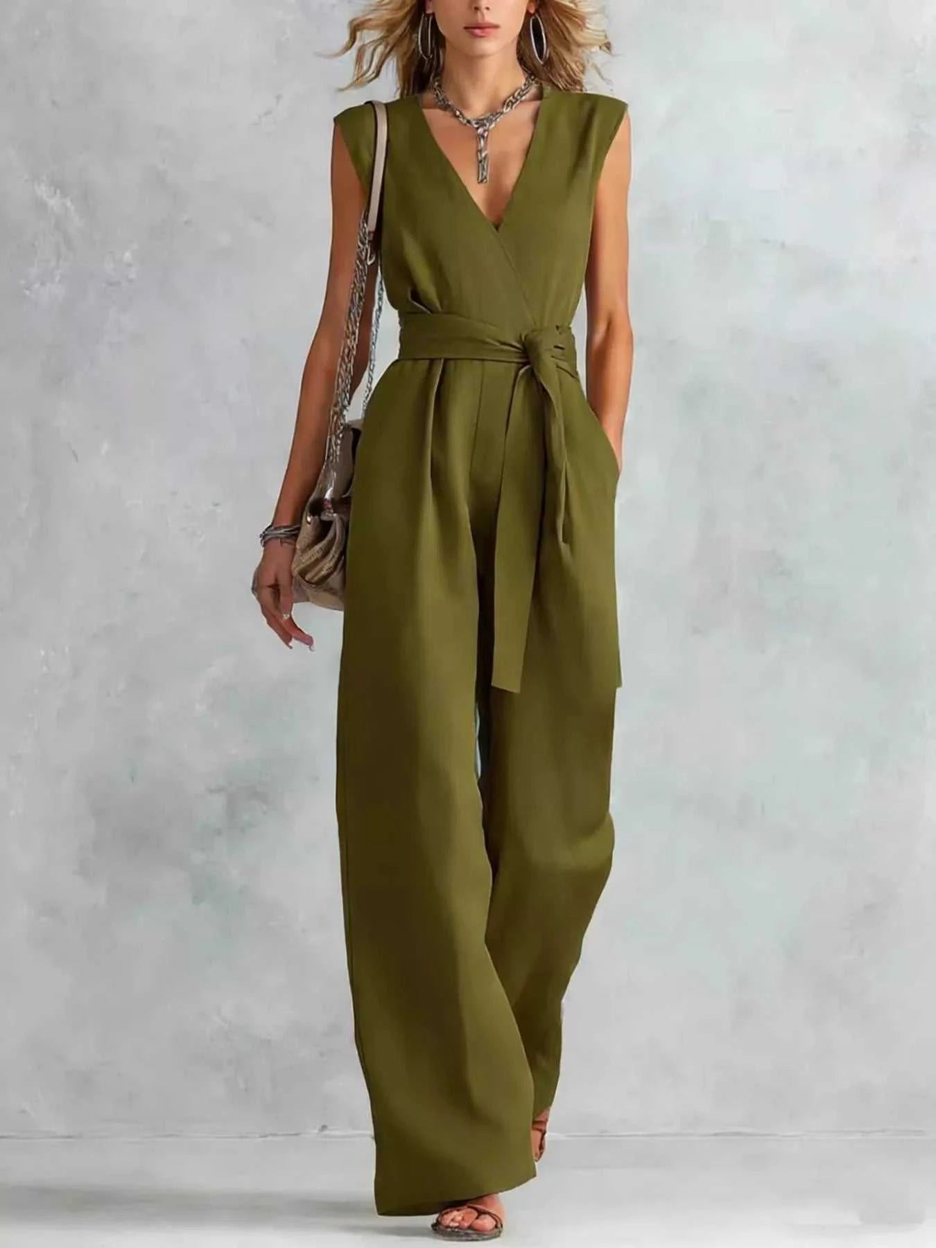 Sleeveless Wide Leg Jumpsuit - GlowUp Garments