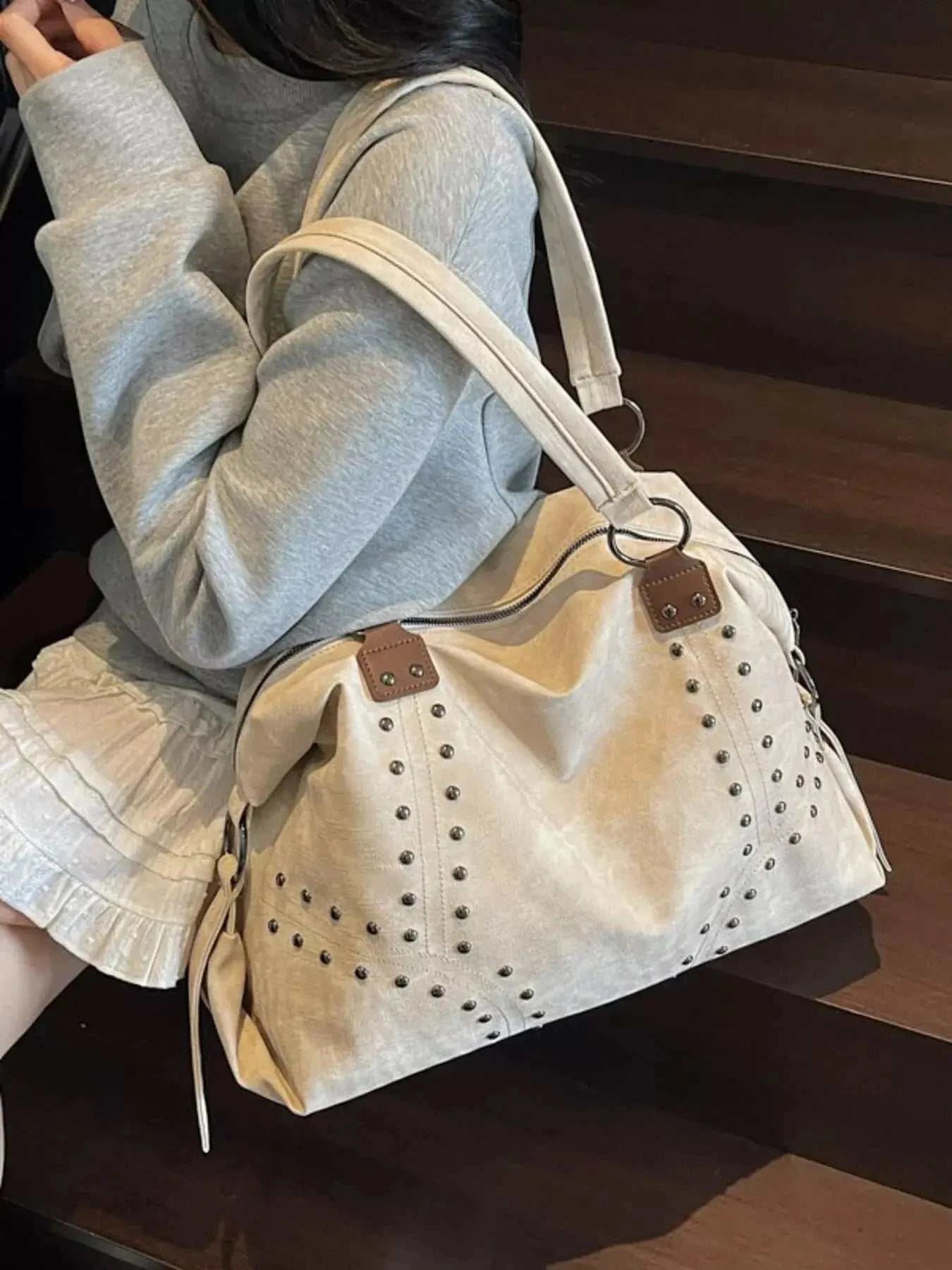 Studded Vintage-Style Handbag - GlowUp Garments