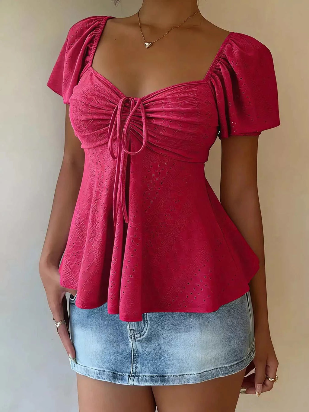 Sweetheart Neck Flutter Sleeve Top - GlowUp Garments