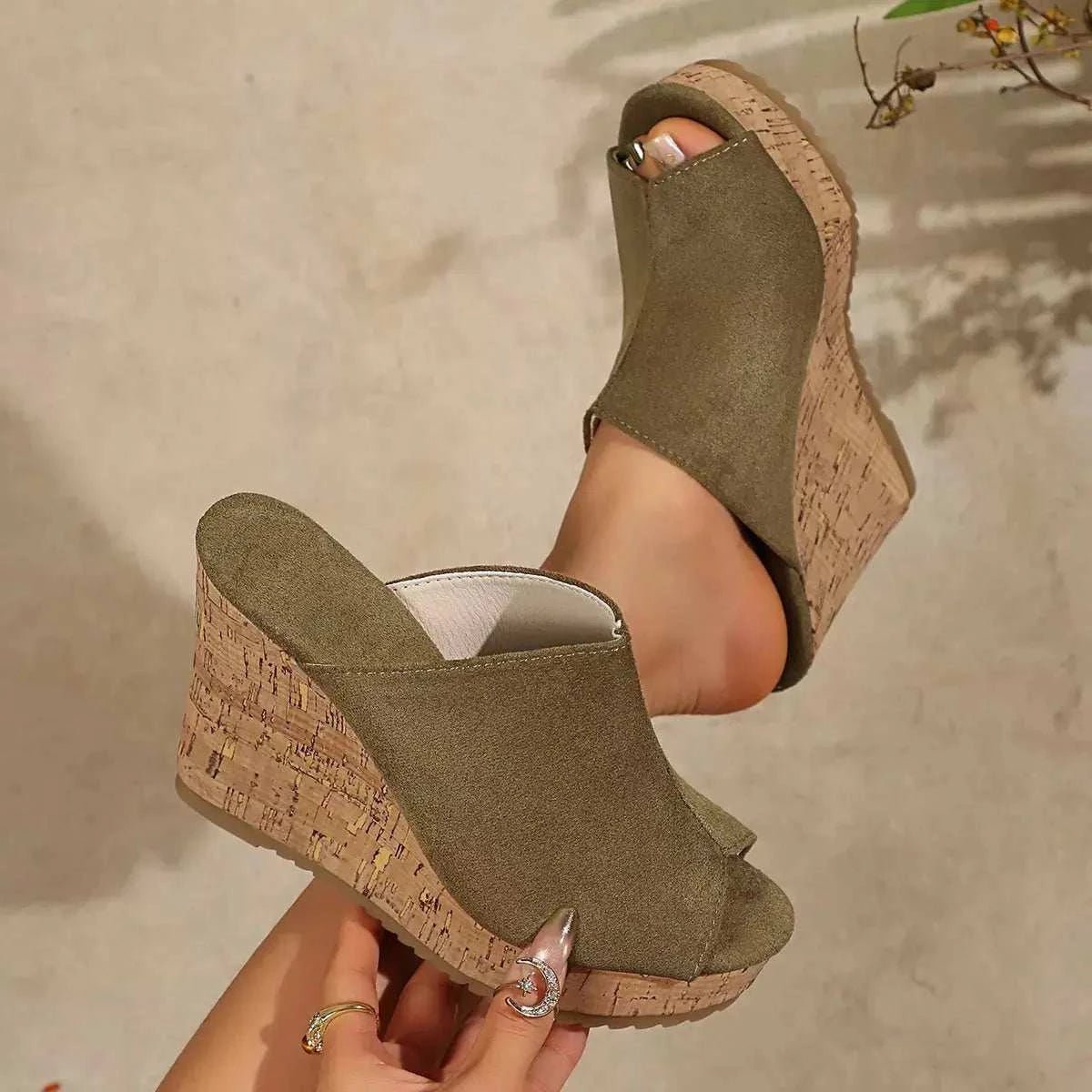 Open Toe Wedge Sandals - GlowUp Garments