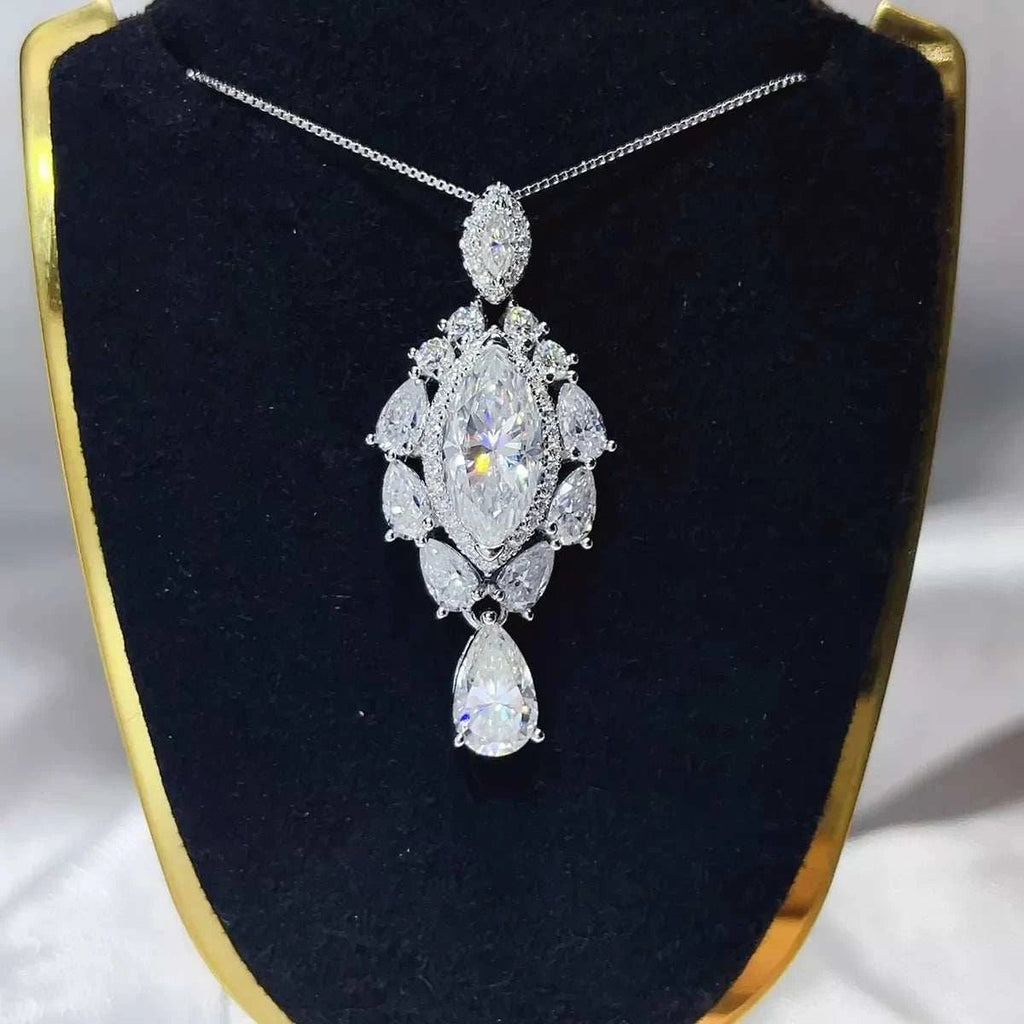 3 Carat 925 Sterling Silver Moissanite Pendant Necklace - GlowUp Garments
