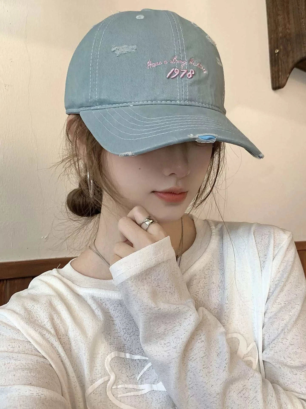 Embroidered Distressed Baseball Cap - GlowUp Garments