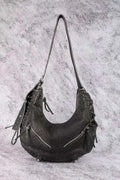 Larger Leather Crescent Shoulder Bag - GlowUp Garments
