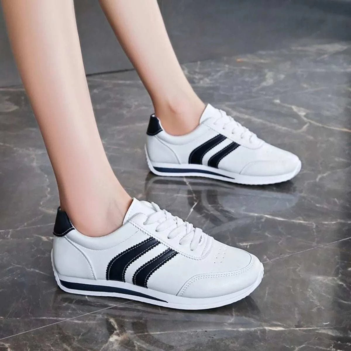 Round Toe Lace Up Sneakers - GlowUp Garments