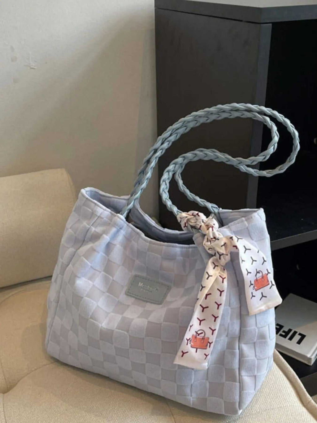 Lightweight Checkered Shoulder Bag - GlowUp Garments