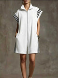 Striped Zip Front Romper - GlowUp Garments