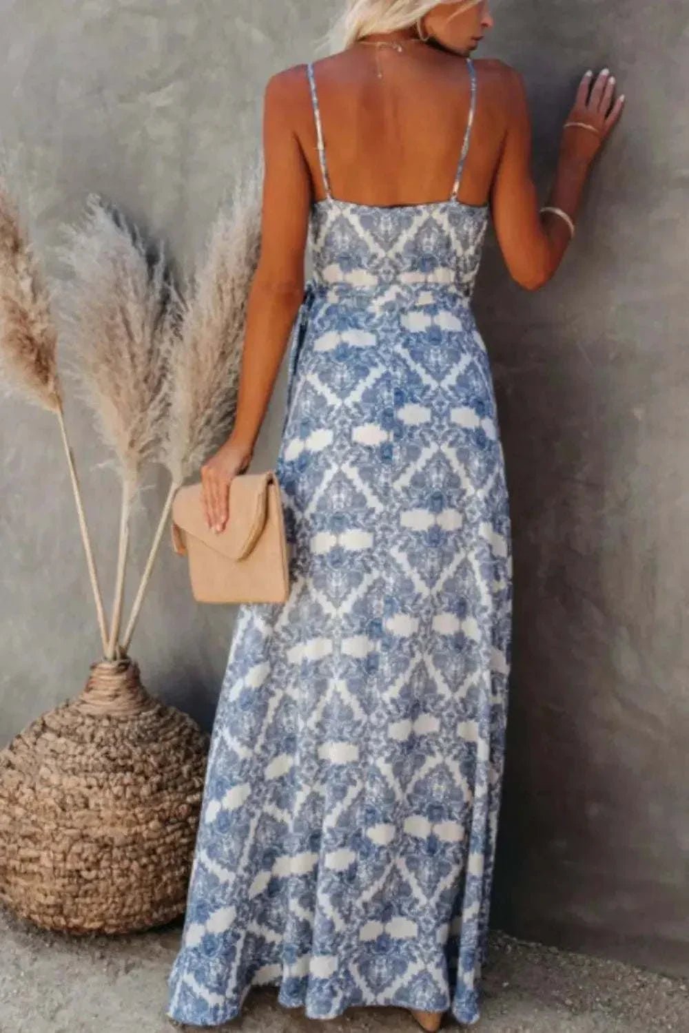 Printed Tied Maxi Cami Dress - GlowUp Garments