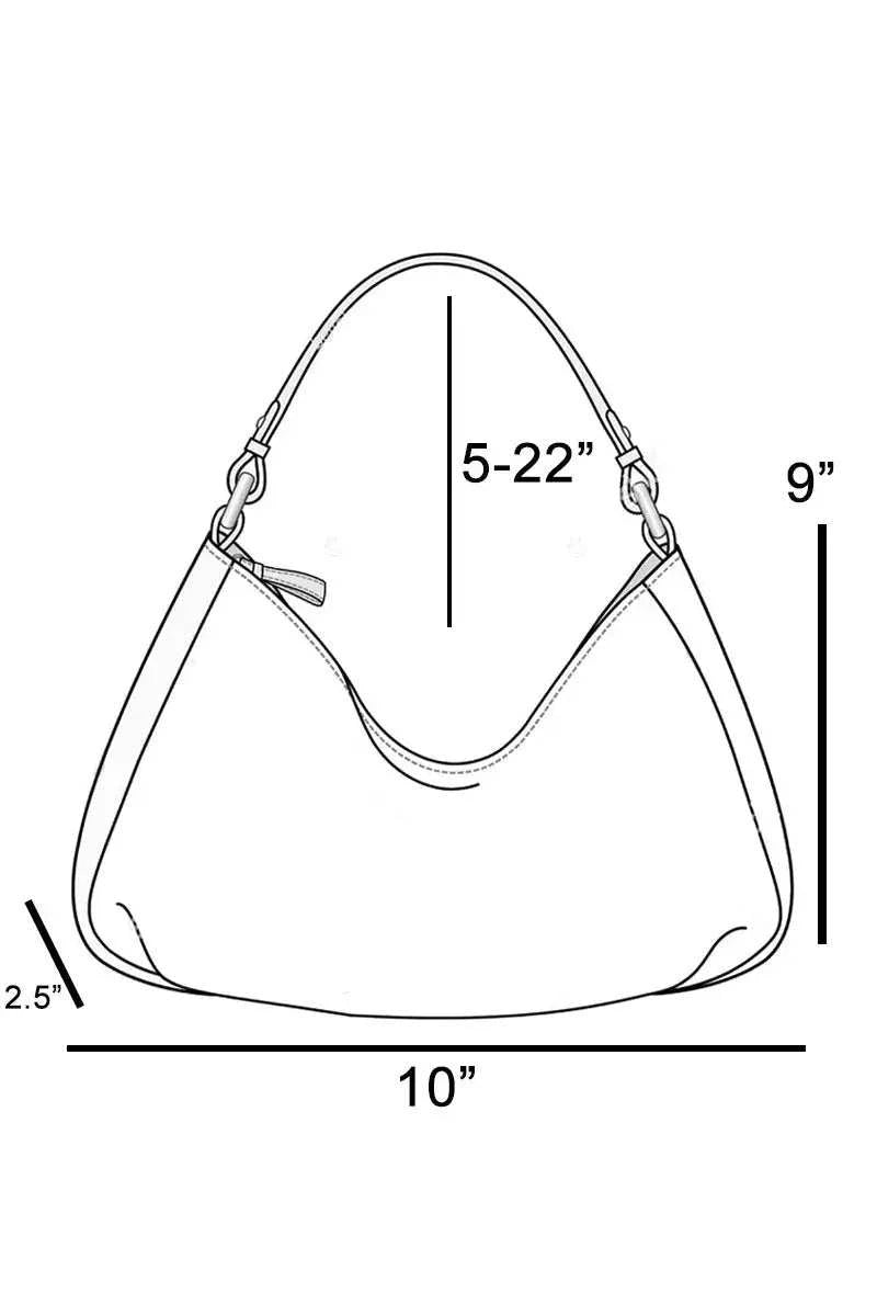 Leather Accent Suede Crescent Shoulder Bag - GlowUp Garments