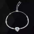 2 Carat 925 Sterling Silver Moissanite Chain Heart Bracelet - GlowUp Garments