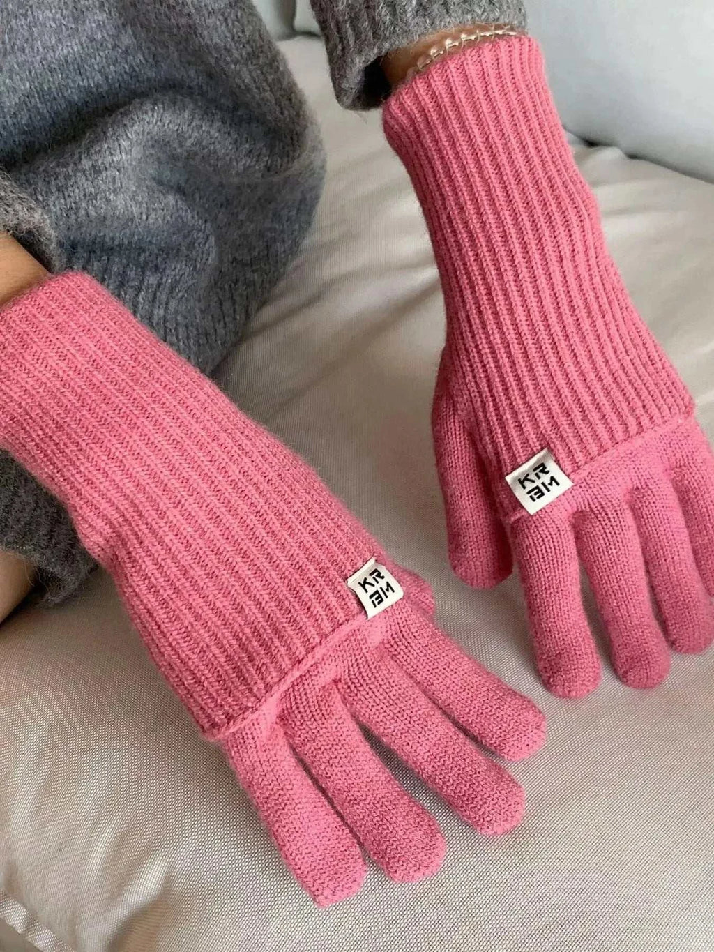 Ribbed Knit Winter Gloves - GlowUp Garments