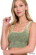 Washed Ribbed Seamless Square Neck With Bra Pads - GlowUp Garments