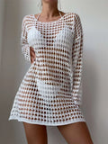 Crochet Knit Long Sleeve Cover-Up - GlowUp Garments