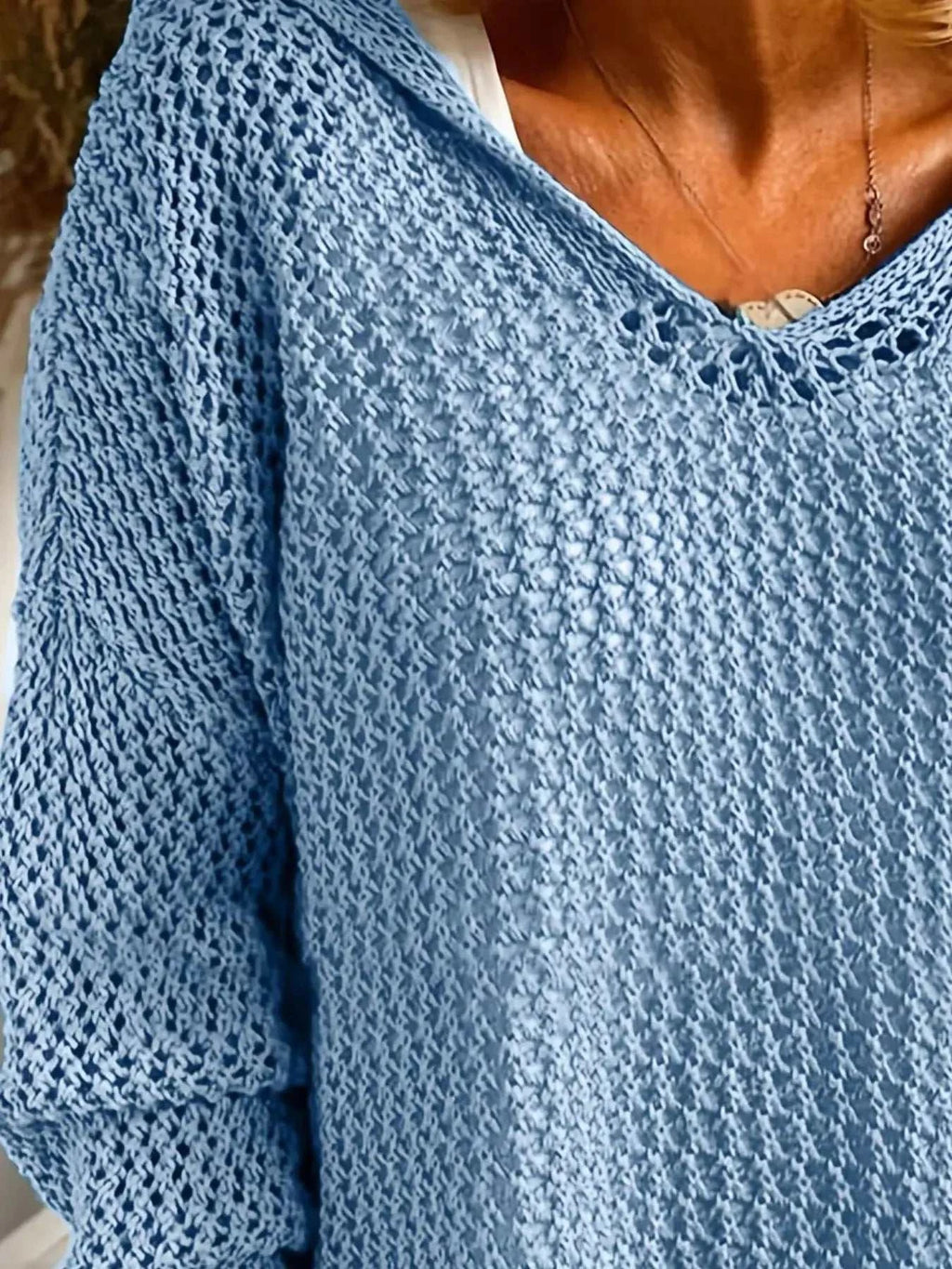 Openwork Long Sleeve Hooded Knit Cover Up - GlowUp Garments