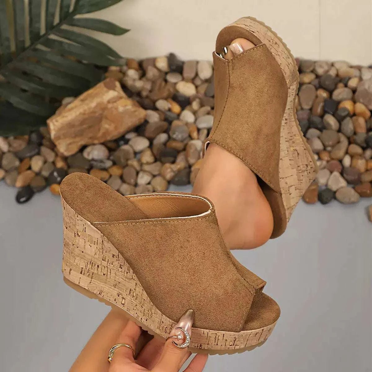 Open Toe Wedge Sandals - GlowUp Garments