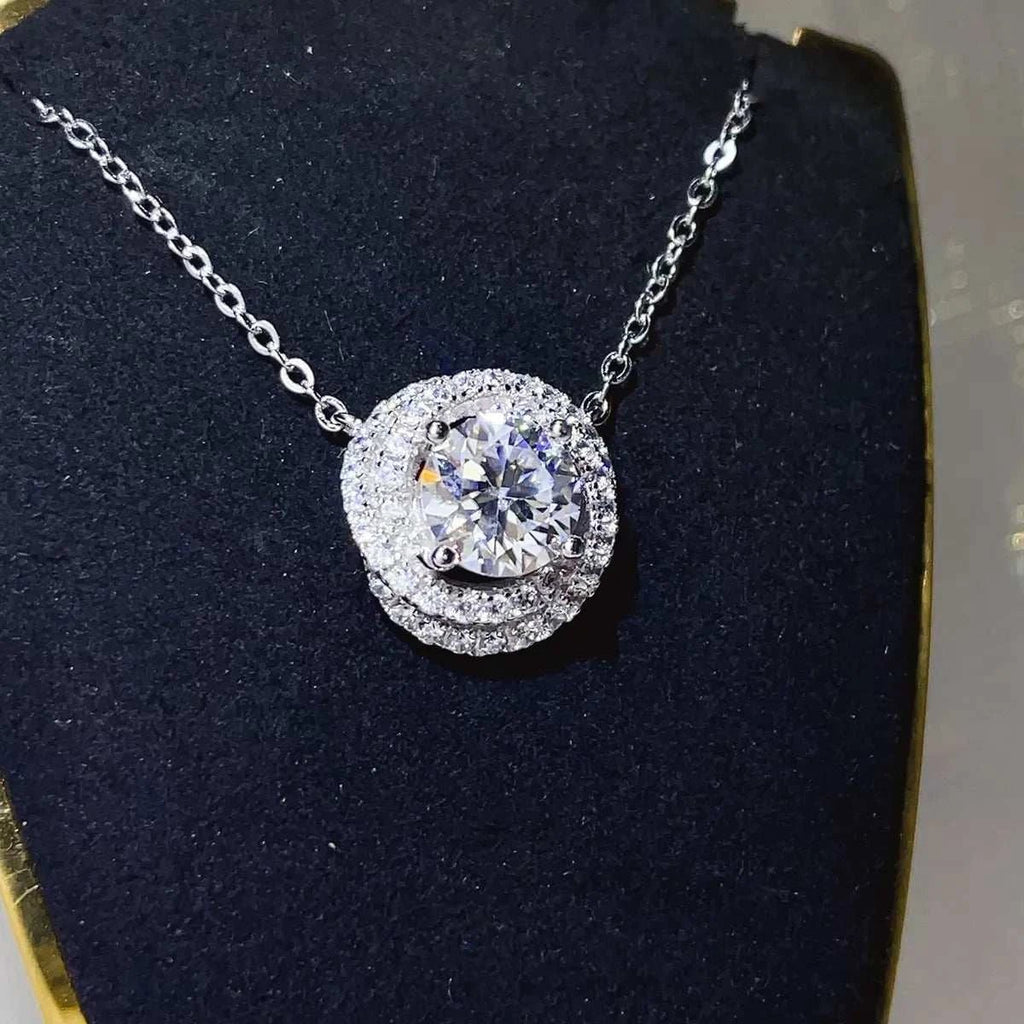 2 Carat 925 Sterling Silver Moissanite Pendant Necklace - GlowUp Garments
