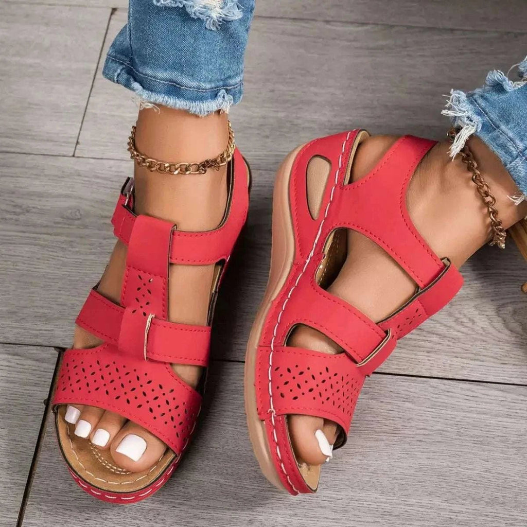 Open Toe Wedge Sandals - GlowUp Garments