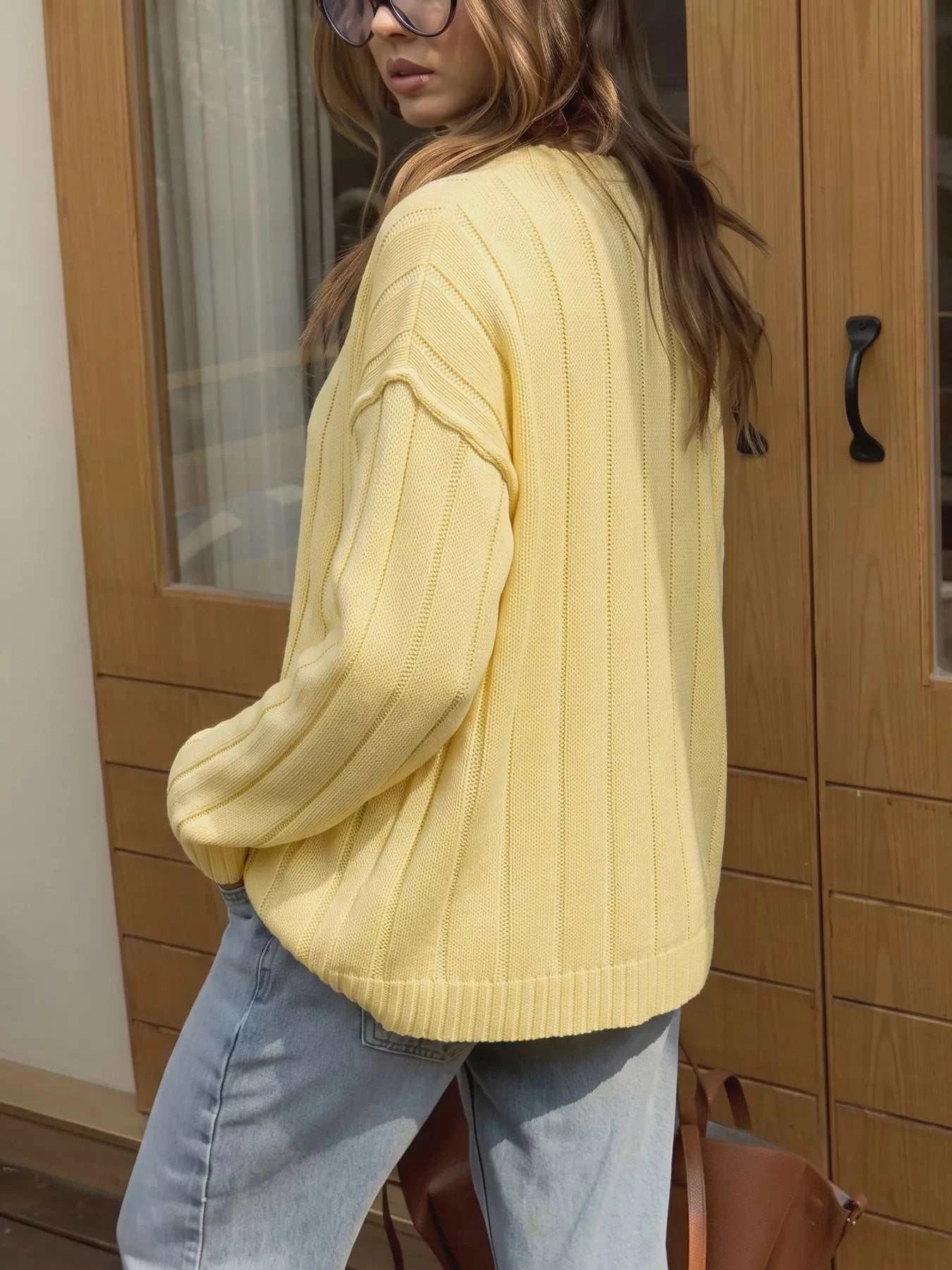 Button Up Dropped Shoulder Cardigan - GlowUp Garments