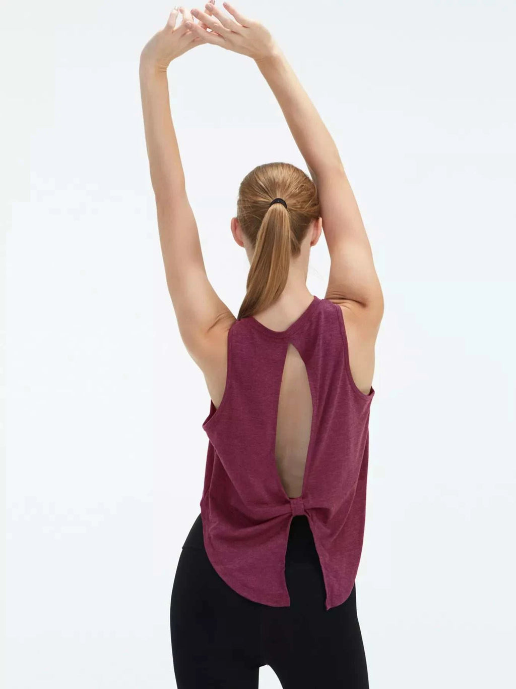 Cutout Back Round Neck Active Tank - GlowUp Garments