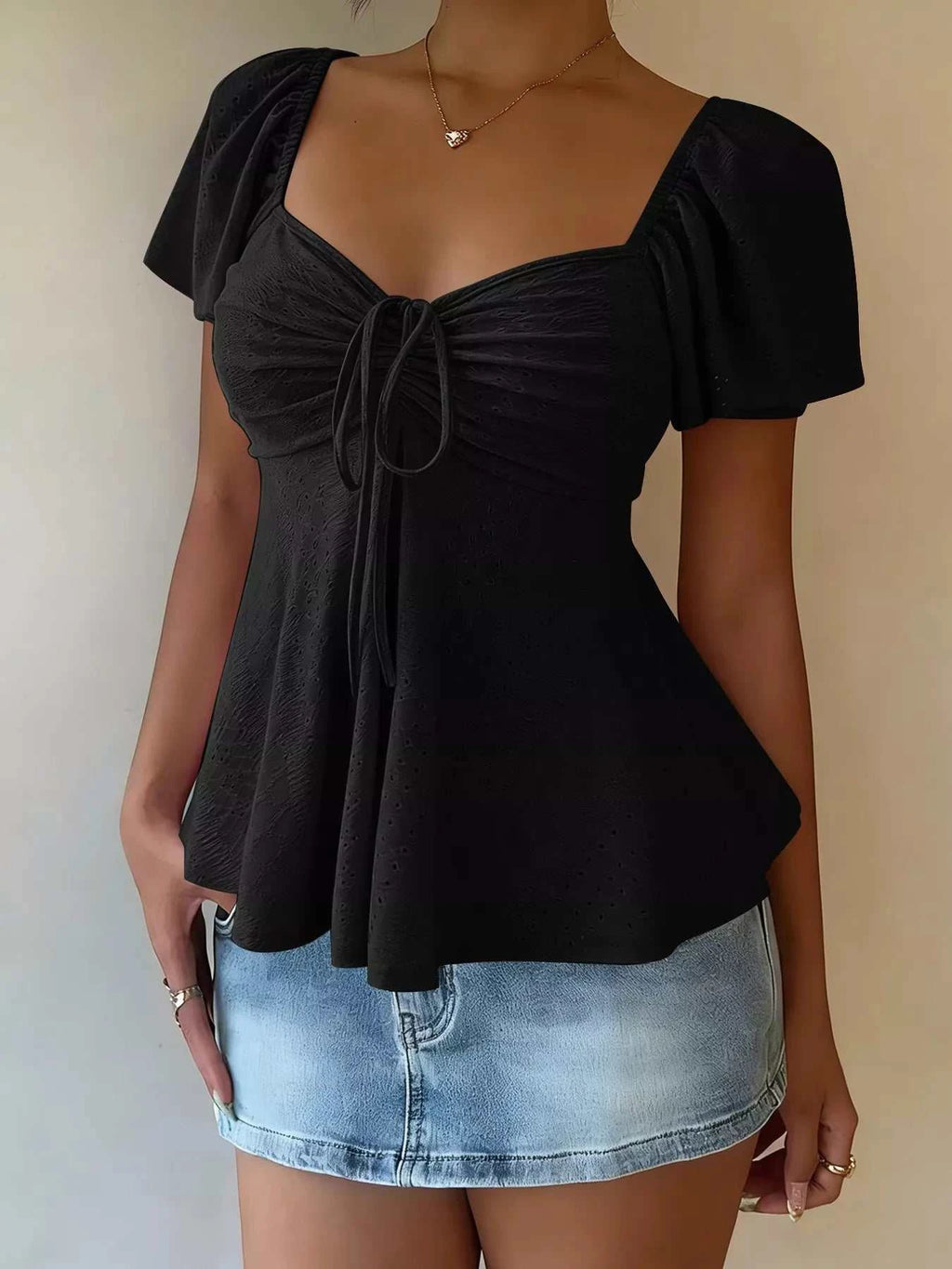 Sweetheart Neck Flutter Sleeve Top - GlowUp Garments
