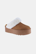 Weeboo Thick Bottom Fur Trim Snow Slippers - GlowUp Garments