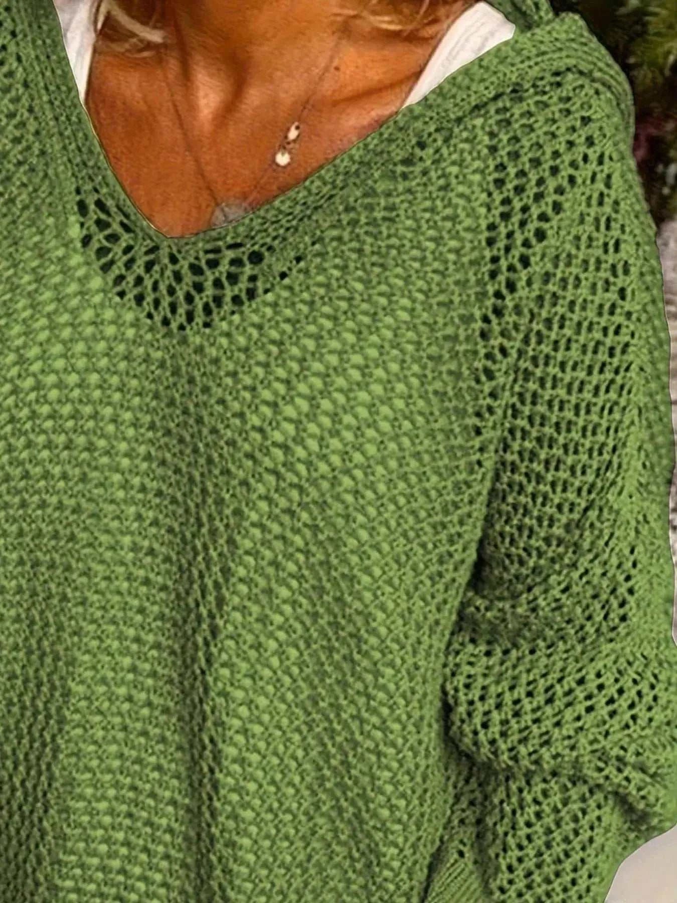 Openwork Long Sleeve Hooded Knit Cover Up - GlowUp Garments