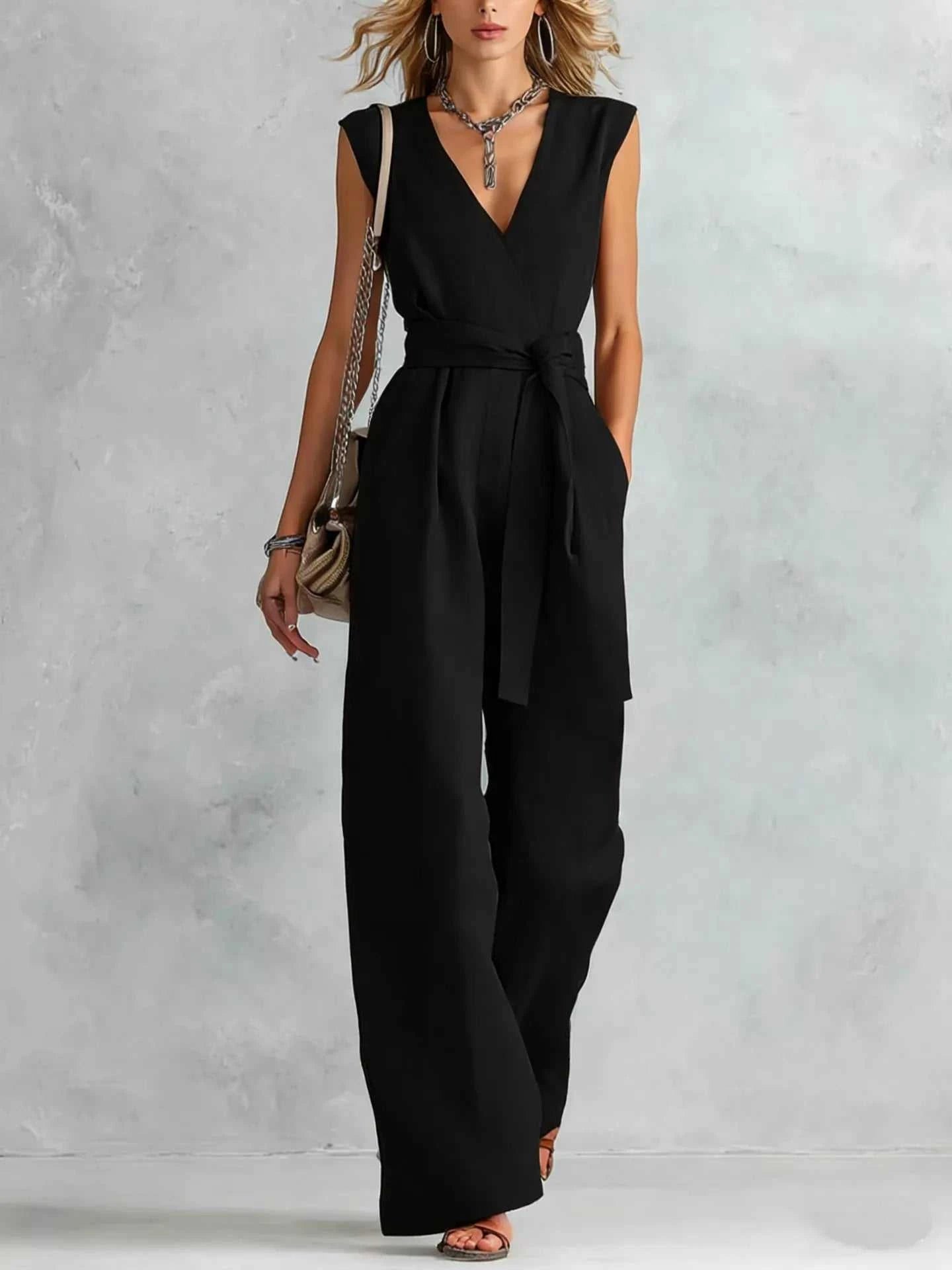Sleeveless Wide Leg Jumpsuit - GlowUp Garments