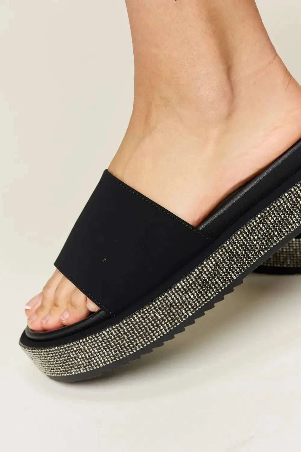 Forever Link Open Toe Rhinestone Platform Sandals - GlowUp Garments