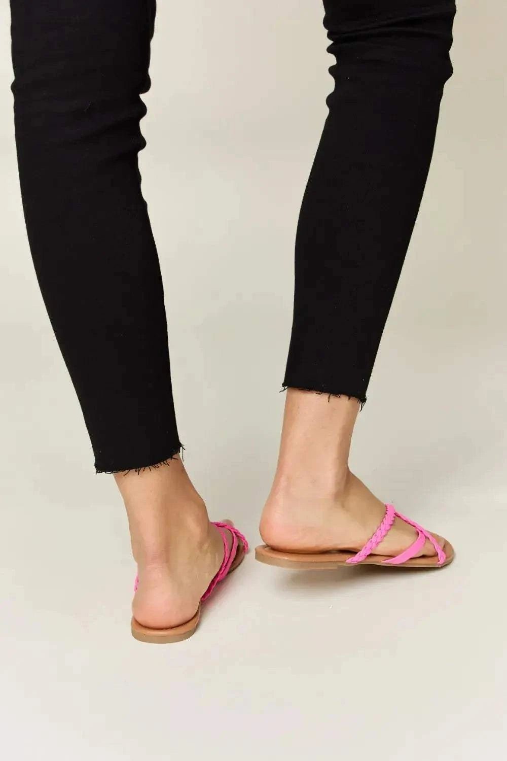 WILD DIVA Crisscross PU Leather Open Toe Sandals - GlowUp Garments