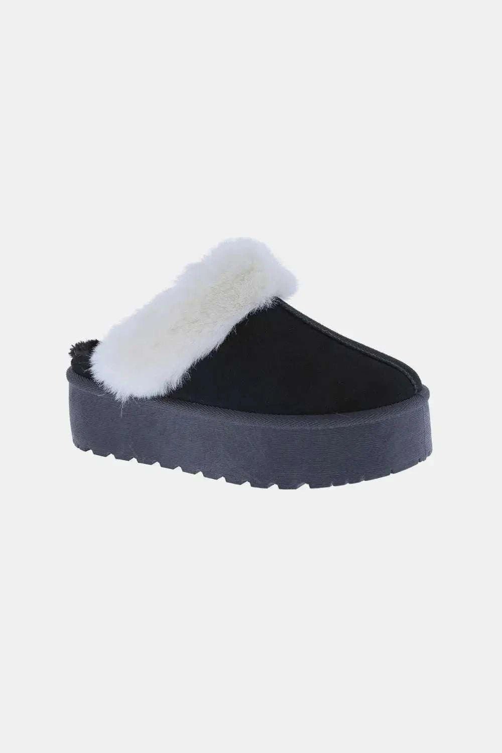 Weeboo Thick Bottom Fur Trim Snow Slippers - GlowUp Garments