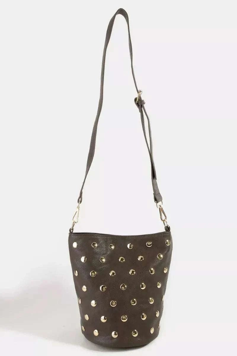 Studded Leather Bucket Bag - GlowUp Garments