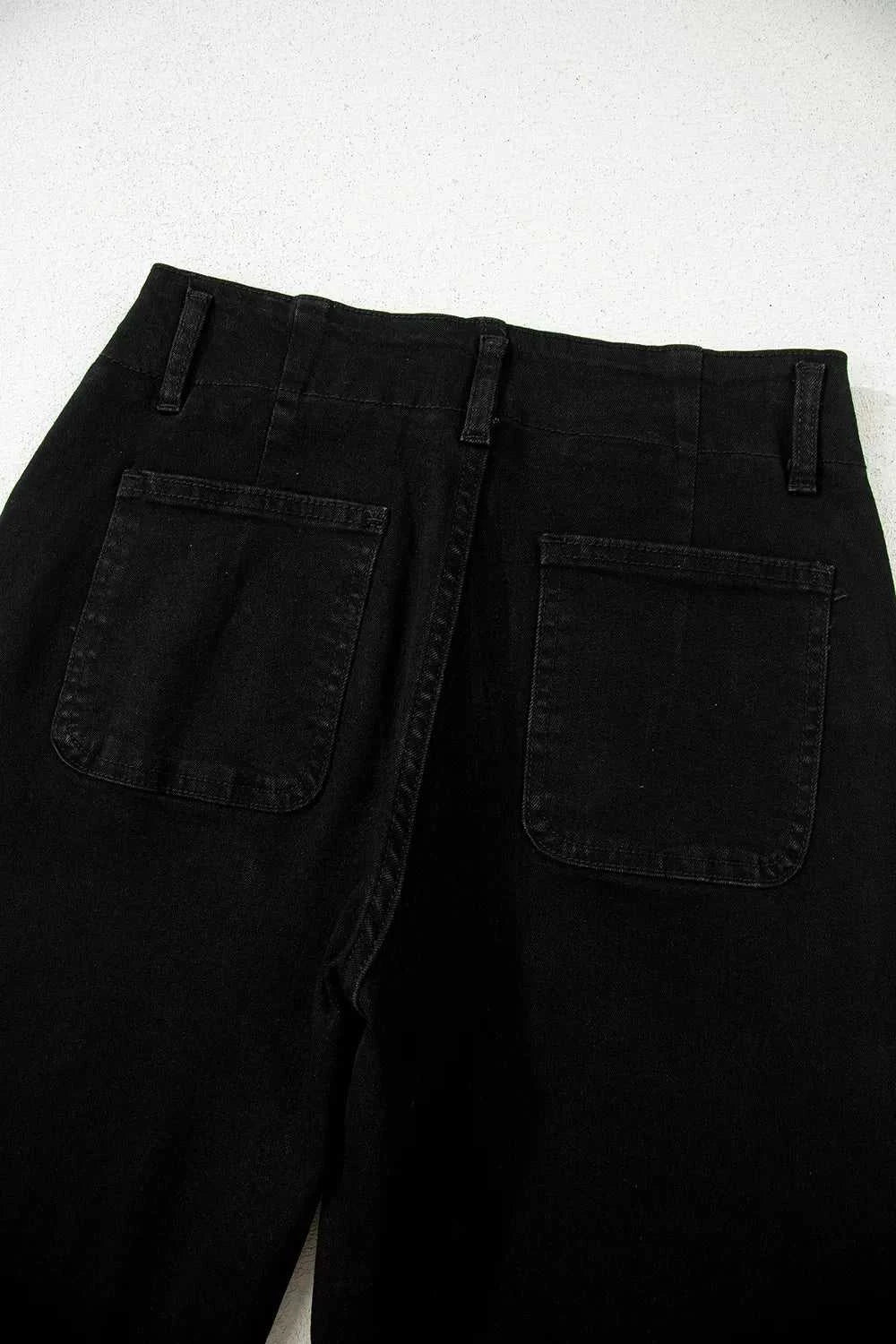 2-Button High Waist Flared Bottom Jeans - GlowUp Garments